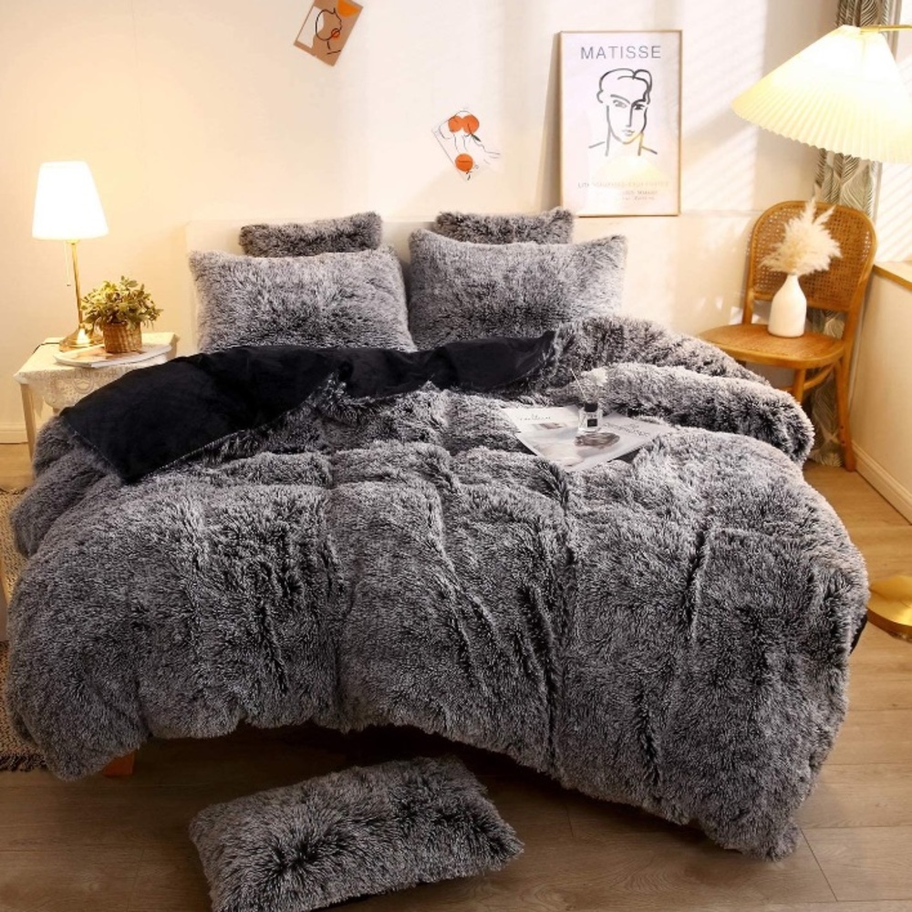 Plush Shaggy Duvet Cover Set of 3 Soft Velvet - Picture 1 of 7